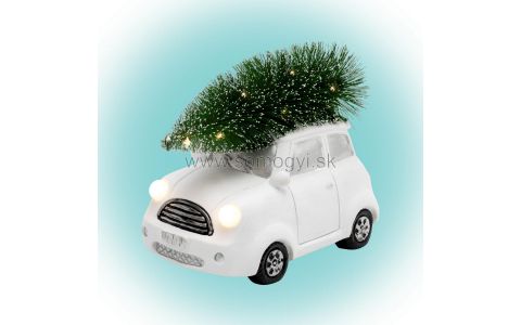 SOMOGYI HOME Keramická figúrka, biele autíčko so stromčekom KDCA 15