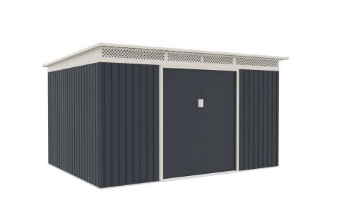 Záhradný domček G21 GRAH 915 - 340 x 269 cm, antracitový + DARČEK Prosperplast WOODEBOX antracit 140L