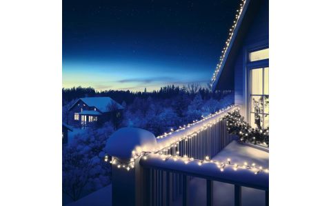 SOMOGYI Spojovateľný svietiaci reťazec, 200 LED, biely kábel, na vonkajšie použitie