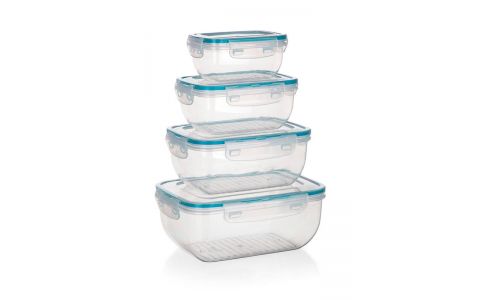BANQUET Sada plastových dóz LEYA 0,4 / 0,8 / 1,4 / 2,3 l, 4 ks