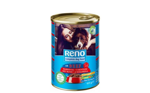 RENO Dog Konzerva – Hovädzie kúsky v omáčke 415g