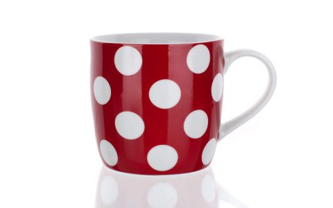 BANQUET Hrnek keramický DOTS 310 ml, červený