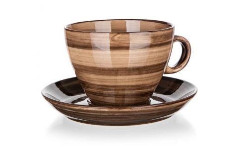 BANQUET Šálek s podšálkem PALAS 290 ml, hnědý