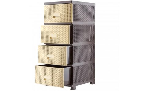 MEGA PLAST KOMODA POLYRATAN CHAMPAGNE-WENGE 4 ZASUVKY