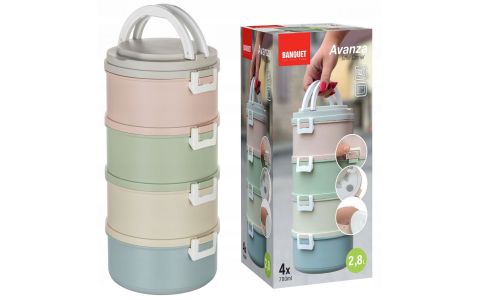 Banquet Plastový obedár Avanza, 2,8 l, 4 diely, multicolor
