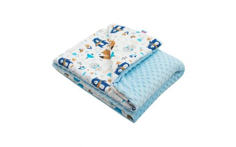 Detská deka z Minky s výplňou New Baby Medvedíkovia modrá 80x102 cm 