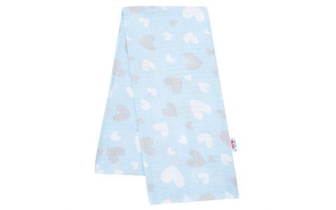 Bavlnená plienka s potlačou New Baby modrá srdiečka 