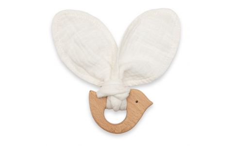 Detské hryzátko s vtáčikom New Baby Bird white 