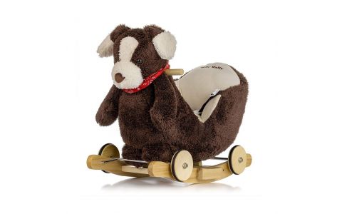 Hojdací psík s melódiou a kolieskami Milly Mally Polly Plus Brown Dog 