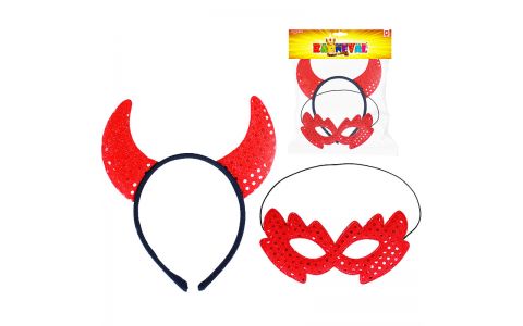 Sada čertica rohy a škraboška