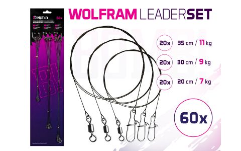 Set wolfrám. laniek BOMB! S obratl. a karabínkou 60ks/20,30,35cm/7,9,11kg