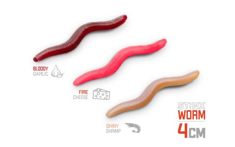 Umelá nástraha Delphin B! StinxWORM Garlic / 50ks 4cm / BLOODY