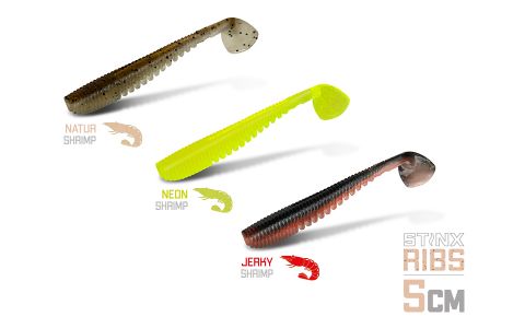 Umelá nástraha Delphin B! StinxRIBS Shrimp / 20ks 5cm / NEON