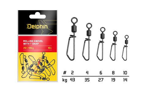 Rolling swivel with T snap / 10ks #8/19kg