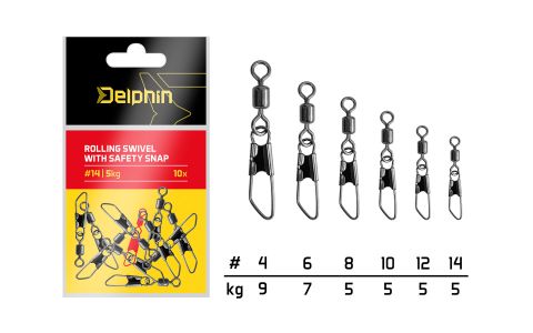 Rolling swivel with safety snap / 10ks #12/5kg