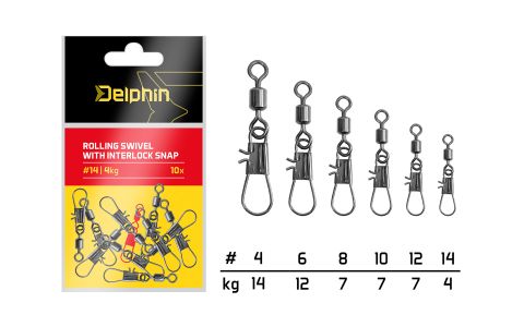 Rolling swivel with interlock snap / 10 ks #10/7kg