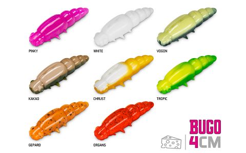 Umelá larva Delphin BUGO Cheese / 15ks 4cm / KAKAO