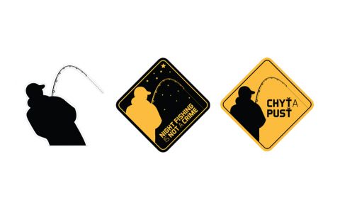 Nálepka rybár silueta čierna 