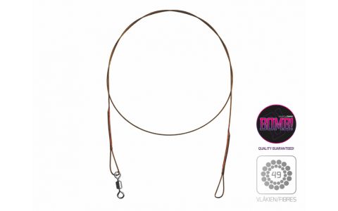 Oceľové lanko BOMB! s obratlíkom a slučkou / 49 vlákien 2ks/50cm/11kg