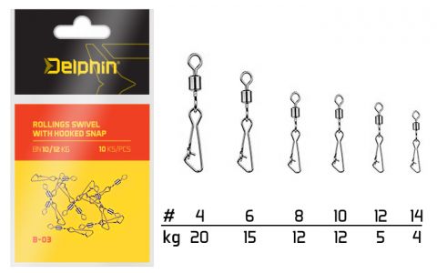 Rollings swivel with Hooked snap BN/10