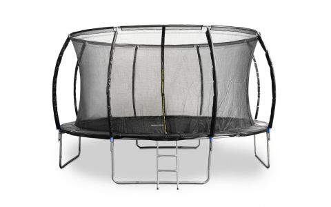 Trampolína G21 SpaceJump 430 cm, čierna, s ochrannou sieťou + schodíky zadarmo