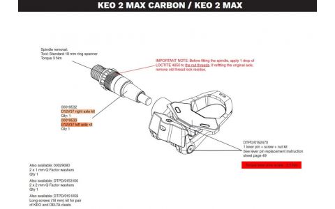 Náhradní osa LOOK Keo 2 Max D12V37 - Left Axle
