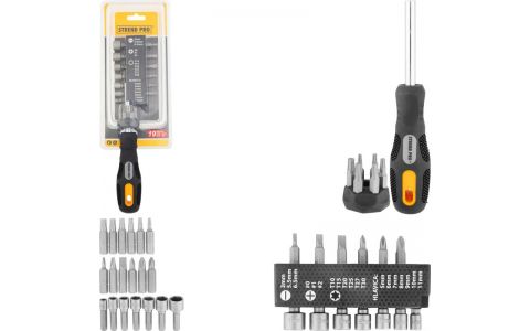Sada bitov a hlavíc Strend Pro SD0539, 19 dielna, s račňovým skrutkovačom