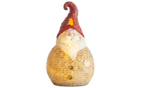 Postavička MagicHome Vianoce, Santa okrúhly malý, LED, polyresin, 19,5 cm