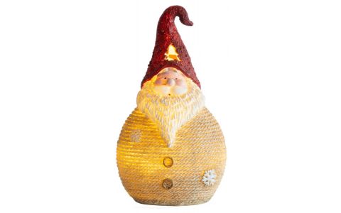 Postavička MagicHome Vianoce, Santa okrúhly stredný, LED, polyresin, 3xAAA, 28,5 cm