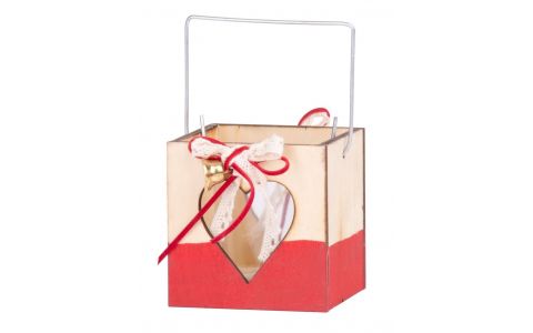 Dekorácia MagicHome Vianoce Woodeco, lampáš s pohárikom, bal. 5 ks, 8x8 cm
