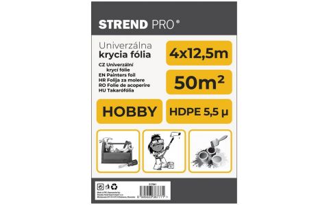 Fólia krycia Strend Pro Hobby, maliarska, 4x12,5 m, 5,5µ, zakrývacia