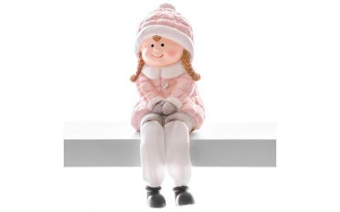 Postavička MagicHome Vianoce, Dievčatko, polyresin, 8,5x8x13,5 cm