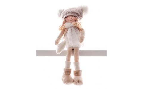 Dekorácia MagicHome Vianoce, Deti, biele, sediace, 22 cm