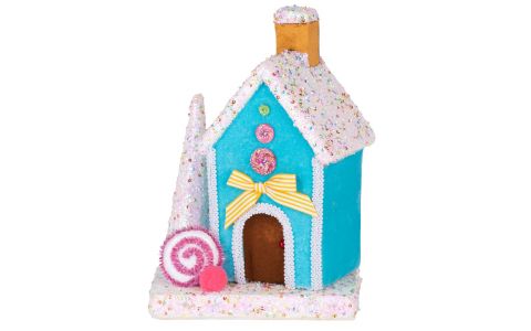 Dekorácia MagicHome Vianoce Candy Line, domček, modrý, 19x27 cm