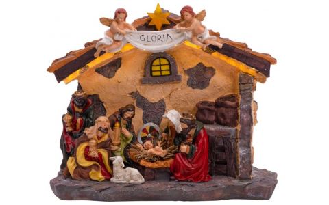 Dekorácia MagicHome Vianoce, Betlehem, 21 LED teplá biela, 3xAA, interiér, 36x15x29 cm