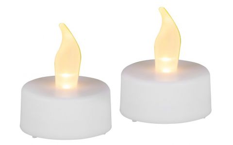 Sviečky MagicHome Vianoce, LED čajové, sada 2 ks, biele, na hrob, pohyblivý plameň