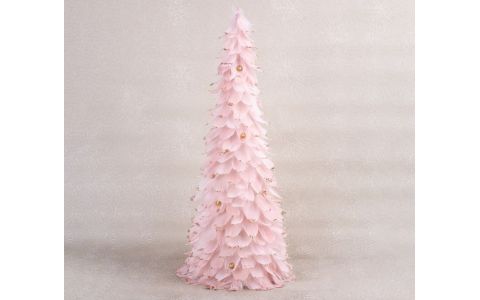 Dekorácia MagicHome Vianoce, Stromček z páperia, ružový, 24x60 cm