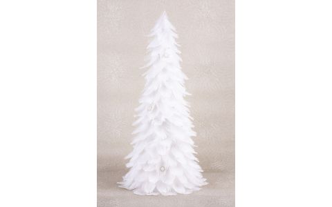 Dekorácia MagicHome Vianoce, Stromček z páperia, biely, 22x46 cm