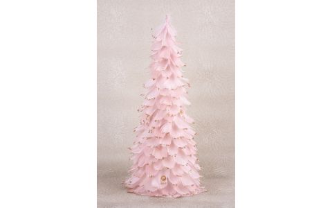 Dekorácia MagicHome Vianoce, Stromček z páperia, ružový, 22x46 cm