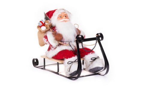Dekorácia MagicHome Vianoce, Santa na sánkach, červený, 46 cm