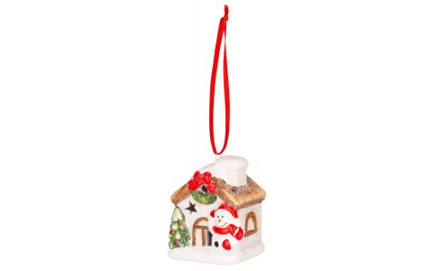Dekorácia MagicHome Vianoce, Domček so snehuliakom, LED, terakota, závesný, 5,8x5x7 cm Dekorácia MagicHome Vianoce, Domček so snehuliakom, LED, terakota, závesný, 5,8x5x7 cm