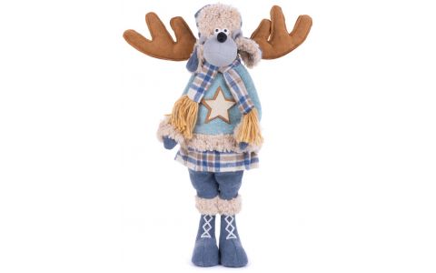 Postavička MagicHome Vianoce, Sob dievčatko v modrom svetri, látkový, 24x18x55 cm