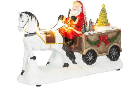 Dekorácia MagicHome Vianoce, Santa s koňom, LED, 3xAA, interiér