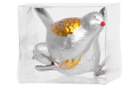 Ozdoba MagicHome Vianoce, bal. 2 ks, vtáčiky, na vianočný stromček, 11 cm