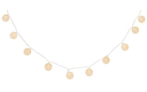 Reťaz MagicHome Cotton Balls White, 10x LED teplá biela, PE/bavlna, 2xAA, jednoduché svietenie, osvetlenie, L-1,35 m