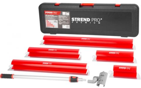 Sada hladítok Strend Pro Premium Ergonomic, na stierky a sadrové omietky, 250-1000 mm, 1,05-1,88 m teleskopická tyč, držiak, v kufri Sada hladítok Strend Pro Premium Ergonomic, na stierky a sadrové omietky, 250-1000 mm, 1,05-1,88 m teleskopická tyč, držiak, v kufri