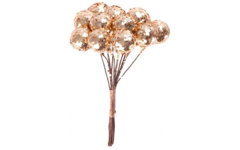 Vetvička MagicHome Vianoce, berries, zlatá, 9 cm