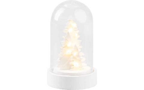 Dekorácia MagicHome Vianoce, biely stromček v kupole, LED, teplá biela, interiér, 5,5x9 cm Dekorácia MagicHome Vianoce, biely stromček v kupole, LED, teplá biela, interiér, 5,5x9 cm