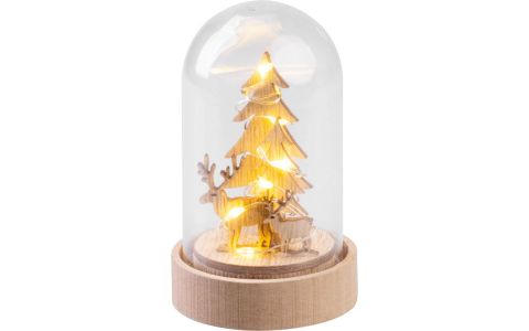 Dekorácia MagicHome Vianoce, stromček v kupole, LED, teplá biela, interiér, 5,5x9 cm