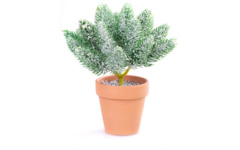 Dekorácia MagicHome Vianoce, vetvičky v črepníku, zasnežená, 20 cm